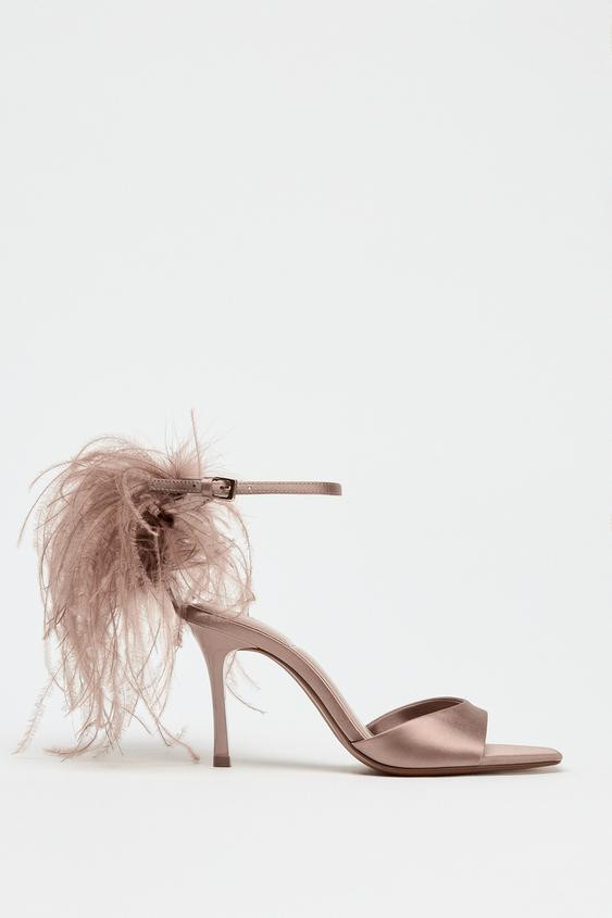 FEATHER HIGH-HEEL SANDALS | Zara UK