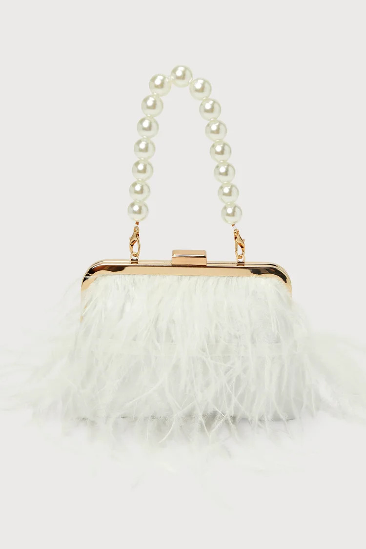 Loveliest Addition Ivory Satin Feather Clutch | Lulus