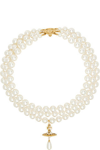 Three Row Pearl Drop Choker | SSENSE