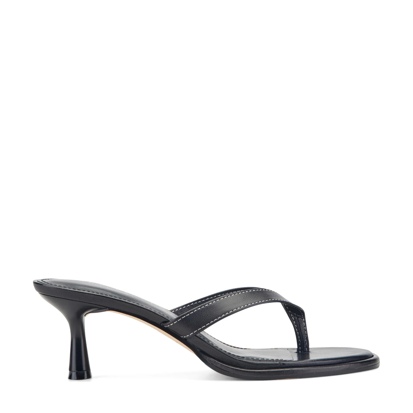 Women's Antonia Leather Thong Sandal - Black Leather | Marc Fisher Footwear | Marc Fisher