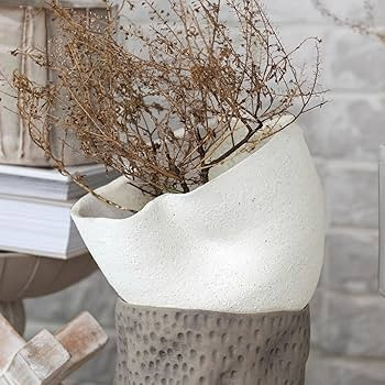 Bloomingville 7.25 Inches Stoneware Ruffled Sand Finish and Reactive Glaze, Holds 4 Inches Pot, W... | Amazon (US)