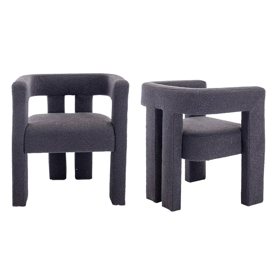 Modern Boucle Dining Chair Set of 2, Sherpa Barrel Accent Chairs Upholstered Armchair Comfy Side ... | Amazon (US)