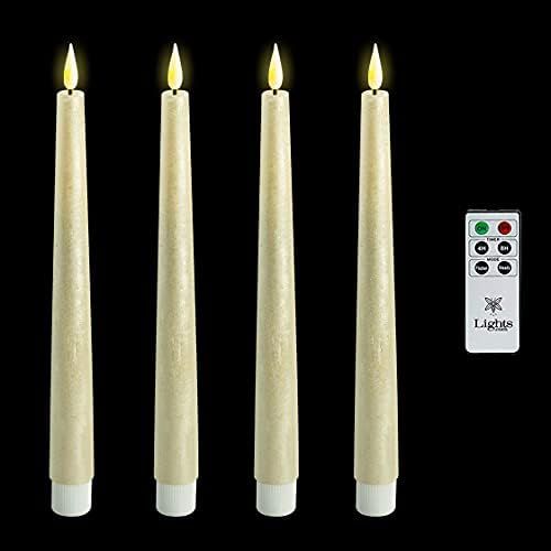 Flameless Taper Candles with Remote - 9 Inch, 4 Pack, Gold Matte Wax, Flickering 3D Flame with Wick, | Amazon (US)