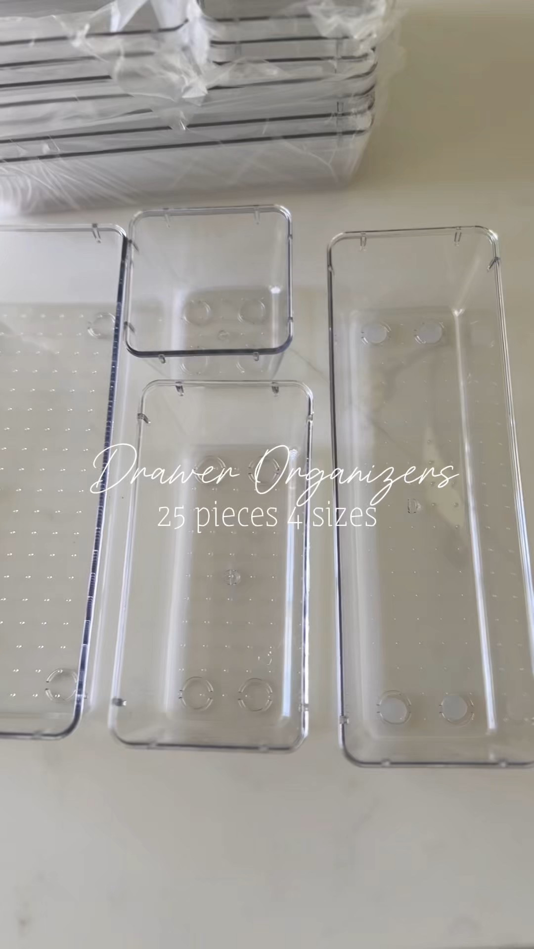 I picked up this 25-piece set of clear acrylic drawer organizers from Amazon and they’ve been a game-changer for our bathroom drawers. They come in four sizes so you can customize each drawer, and there are little rubber grips you can stick on the bottoms so nothing slides around. The acrylic feels sturdy — I’ve been using them for 3 months with zero cracks. Great for makeup, skincare, jewelry, or even desk supplies. 

#bathroomdrawerorganizers #makeuporganization #acrylicorganizers #amazonfinds #homeorganization

#LTKHome #LTKFindsUnder50
