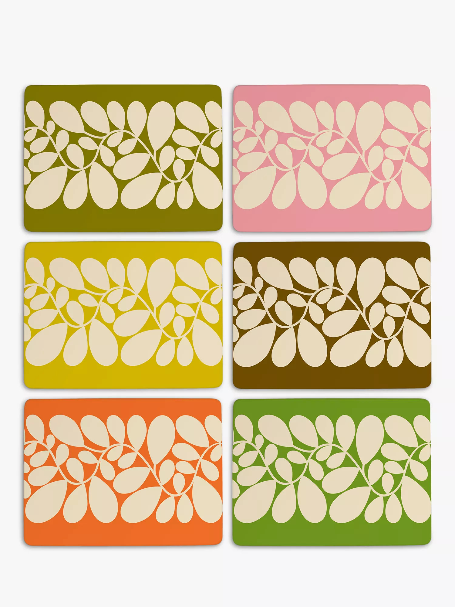 Orla Kiely Sycamore Stripe Cork-Backed Placemat, Set of 6, Assorted | John Lewis (UK)