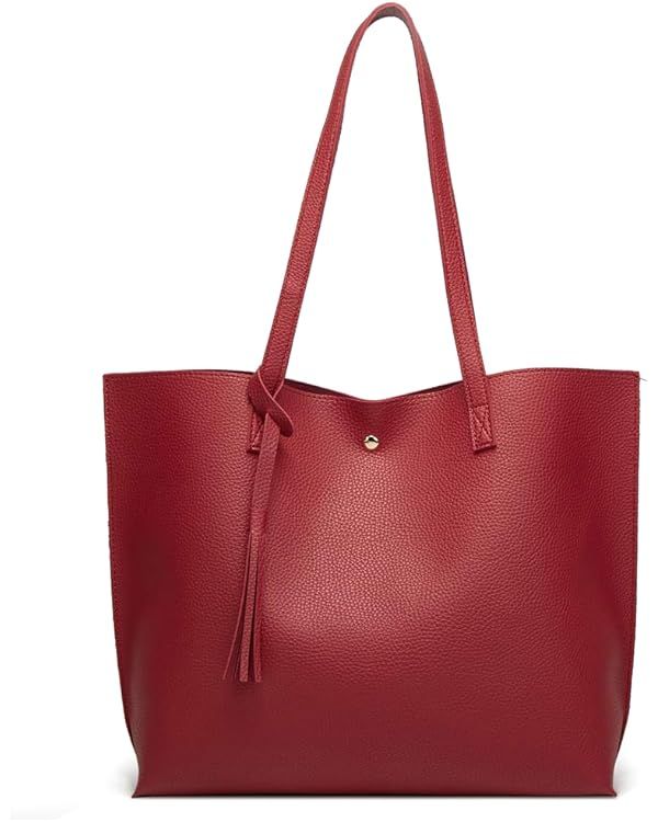 Dreubea Women's Soft Faux Leather Tote Shoulder Bag from, Big Capacity Tassel Handbag | Amazon (US)