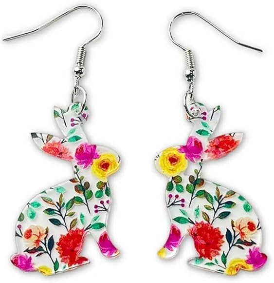 Todu Easter Earrings Cute Bunny Egg Rabbit Drop Earrings Colorful Flower Animal Dangle Earrings S... | Amazon (US)
