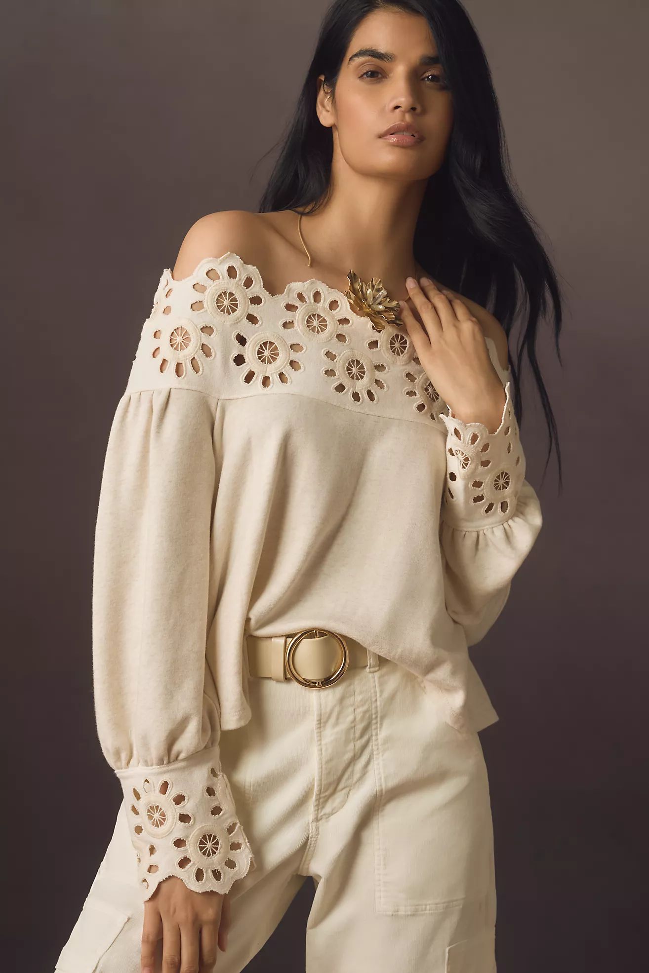 Maeve Eyelet Babydoll Blouse | Anthropologie (US)