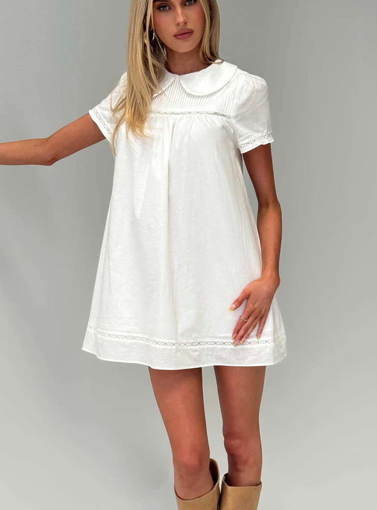 Bethanne Babydoll Mini Dress White | Princess Polly US