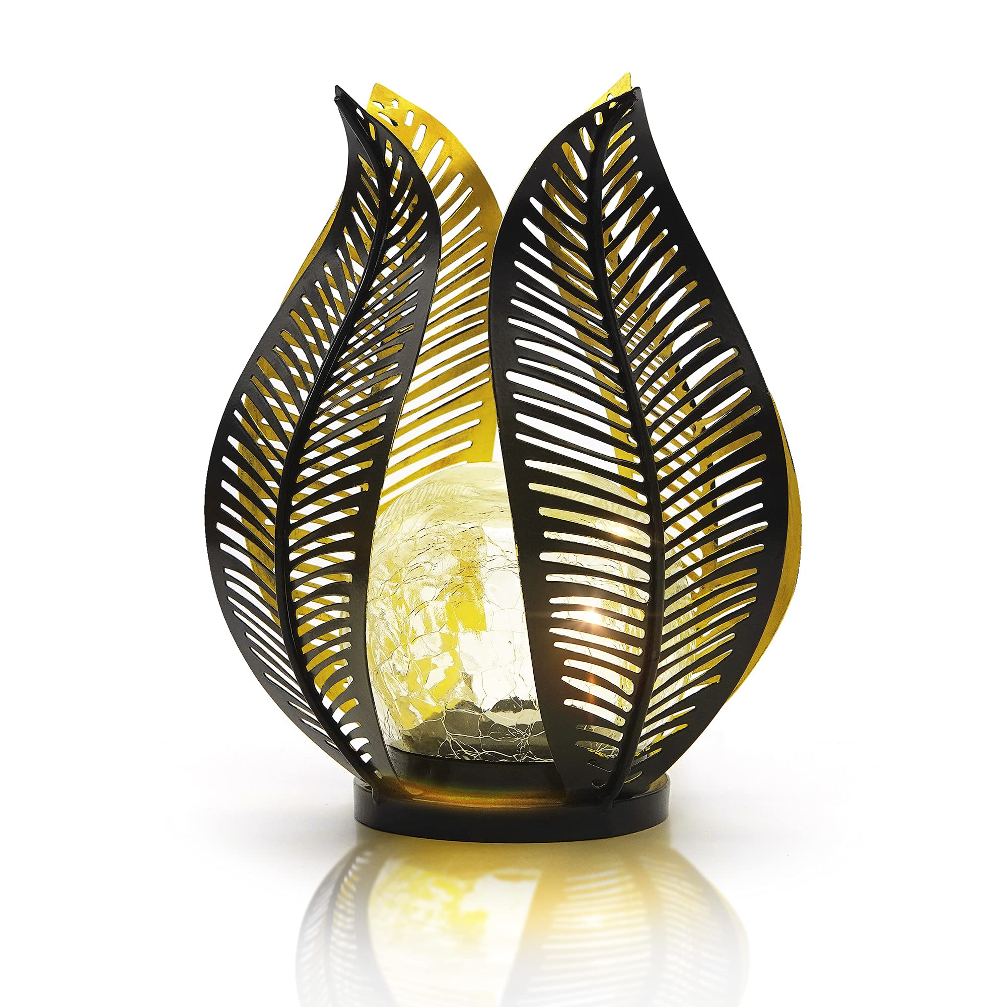 Solar Garden Lights Waterproof Decorations,Crackle Globe Glass,Metal Palm Leaf Solar Lights for O... | Amazon (US)