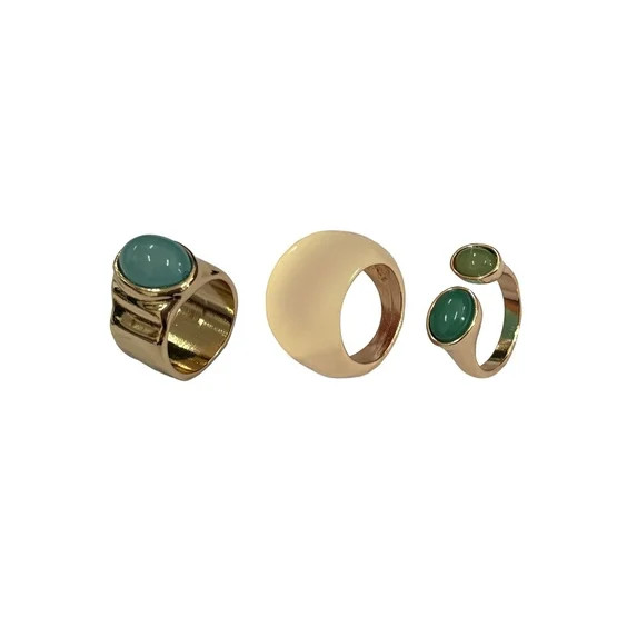 Time and Tru Multicolor Cabochon Chunky Rings for Female Adults and Teens, 3 Pack | Walmart (US)
