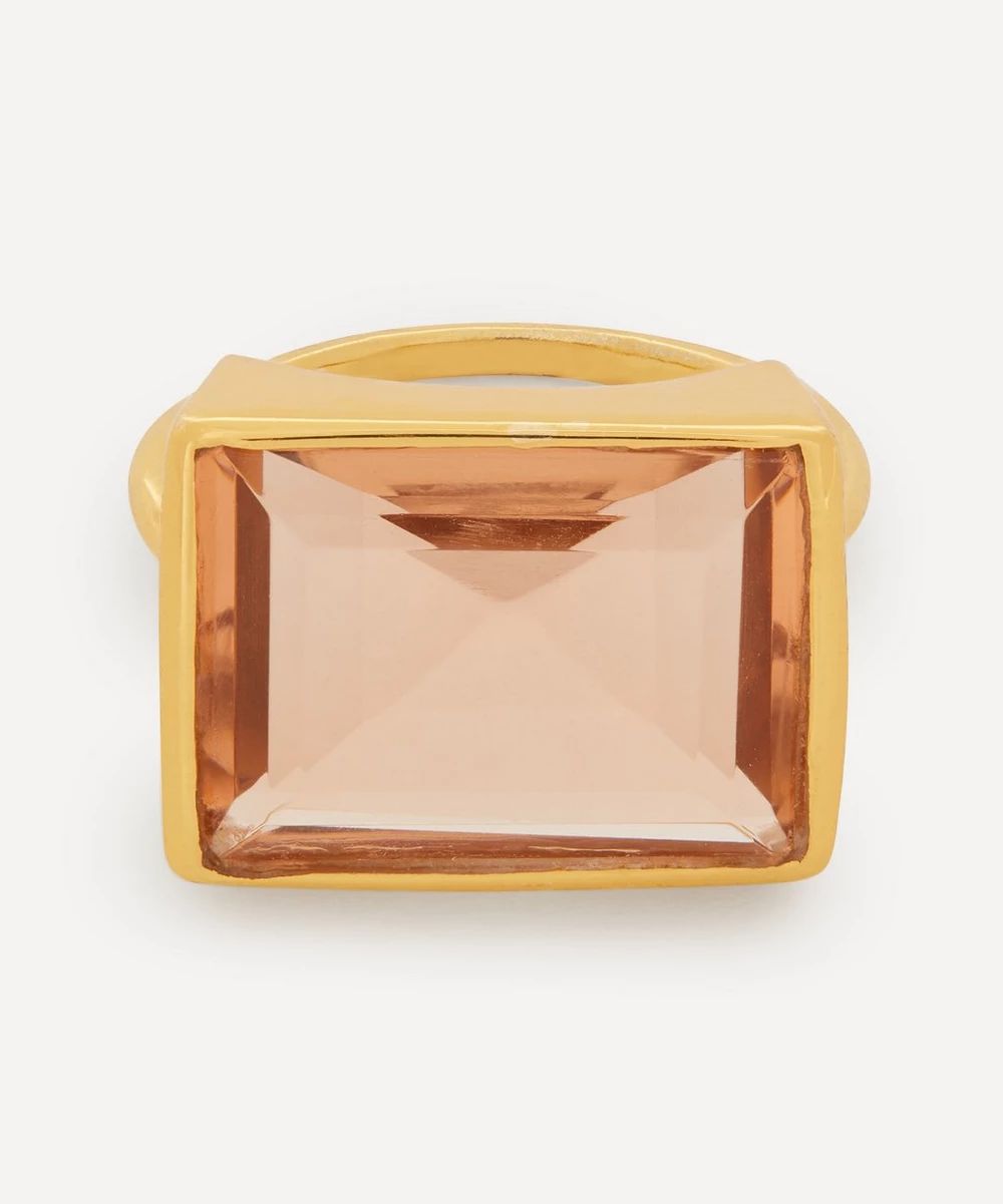 Gold-Plated Lenny Glass Stone Cocktail Ring | Liberty London (UK)