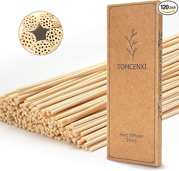 TOMCENXI 120PCS Reed Diffuser Sticks,10 Inch Natural Rattan Wood Sticks,Diffuser Refills,Essentia... | Amazon (US)