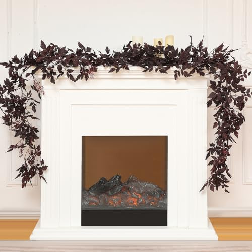 Zeyune Plum Cimicifuga Seeded Garland Artificial Fall Garland Cimicifuga Ramosa Leaf Garland Plum Plant Fall Garland for Fireplace Mantle Garden Autumn Home Wedding Decoration(1 Pcs,6 ft) | Amazon (US)