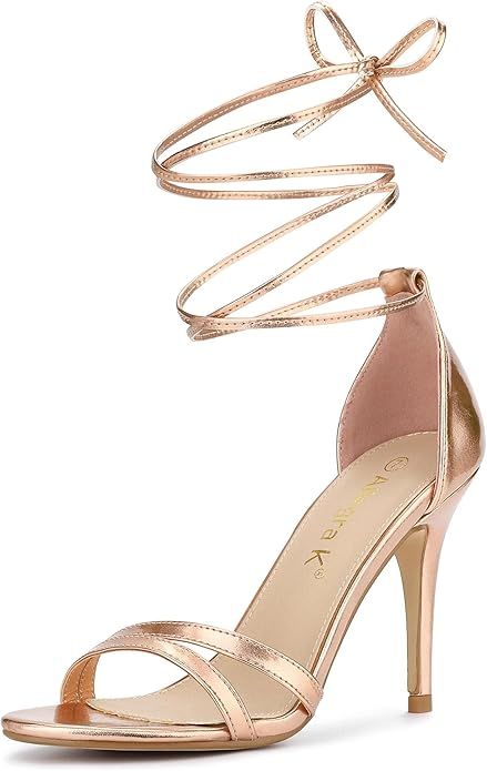 Allegra K Women's Open Toe Lace Up Stiletto Heels Sandals | Amazon (US)