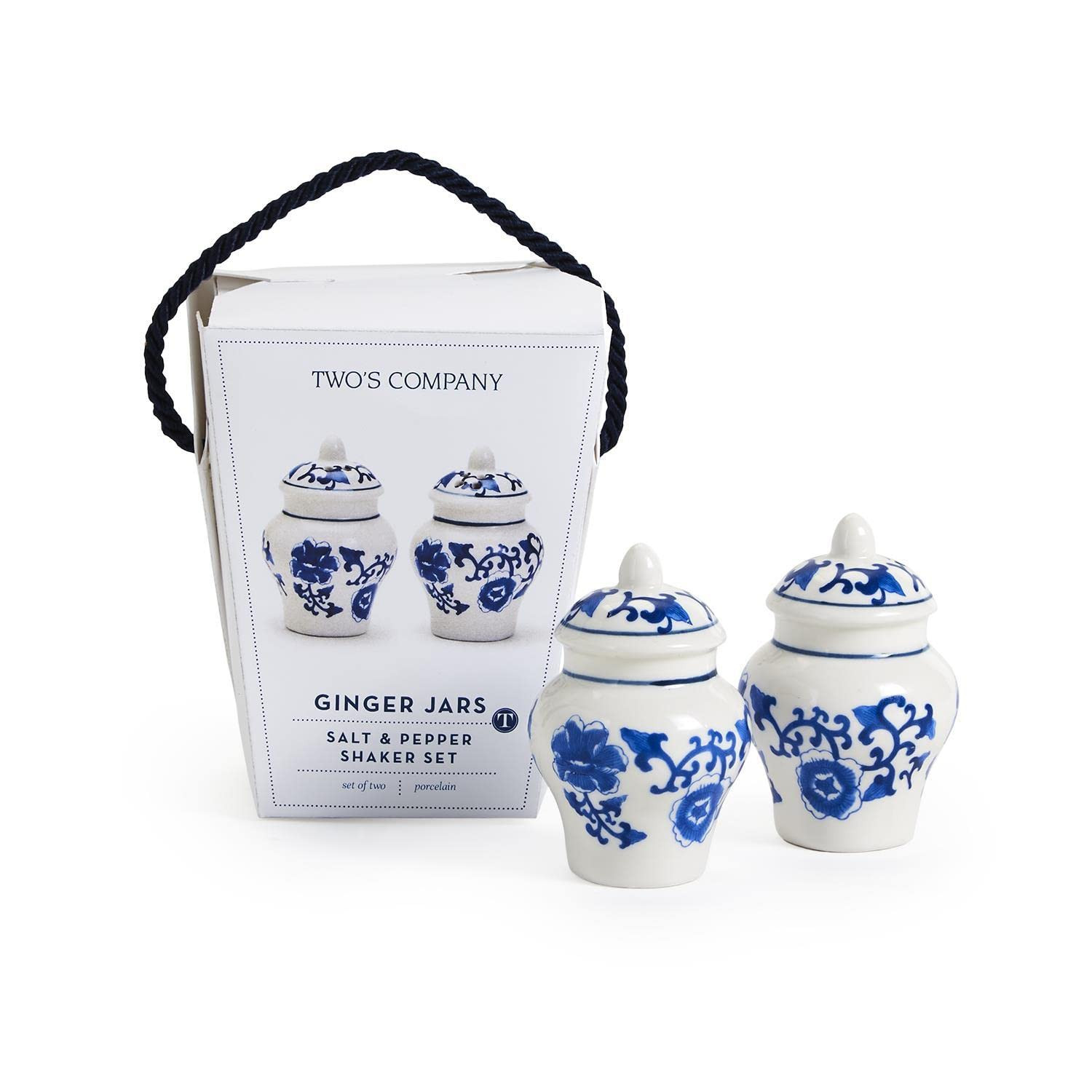 Two's Company Chinoiserie Mini Ginger Jar Salt and Pepper Shaker Set in Gift Box | Amazon (US)