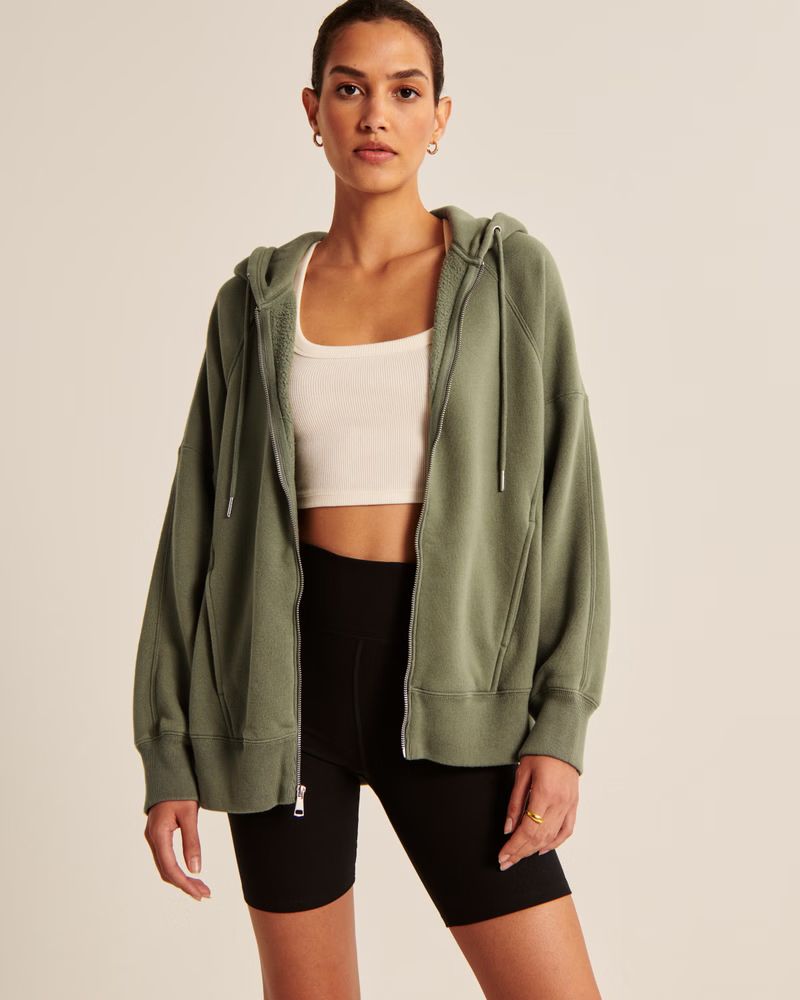 Women's Essential SoftAF Max Boyfriend Full-Zip | Women's Tops | Abercrombie.com | Abercrombie & Fitch (US)