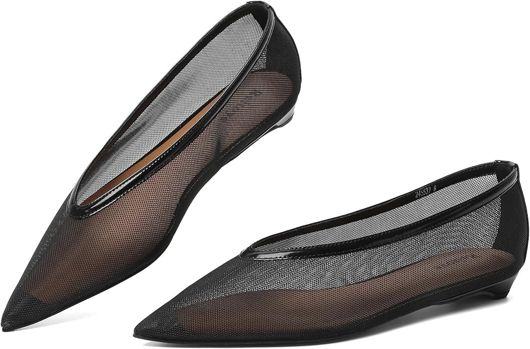 Flats for Womens Closed Pointed Toe Ballet Flats Dressy Work Flats | Sexy Slip-On Flats,PU Leathe... | Amazon (US)