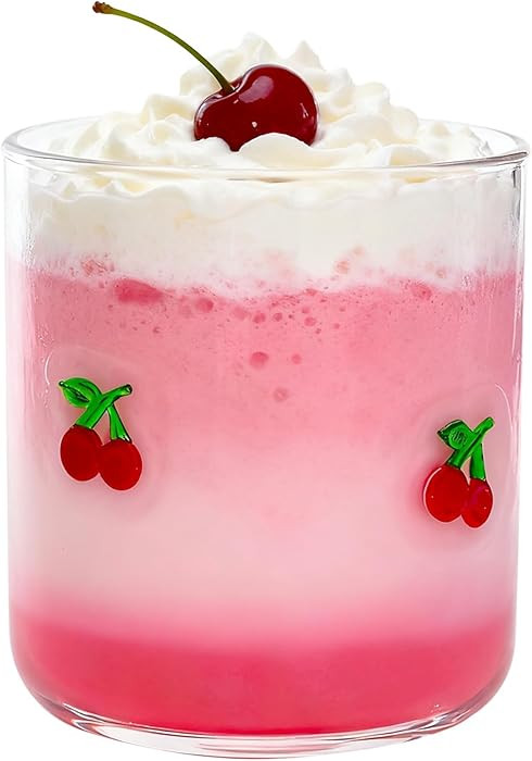 Cherry Icon Juice Glasses, Aesthetic Glass Juice Cups 14 oz Cocktail Glasses Drinking Glass Old F... | Amazon (US)