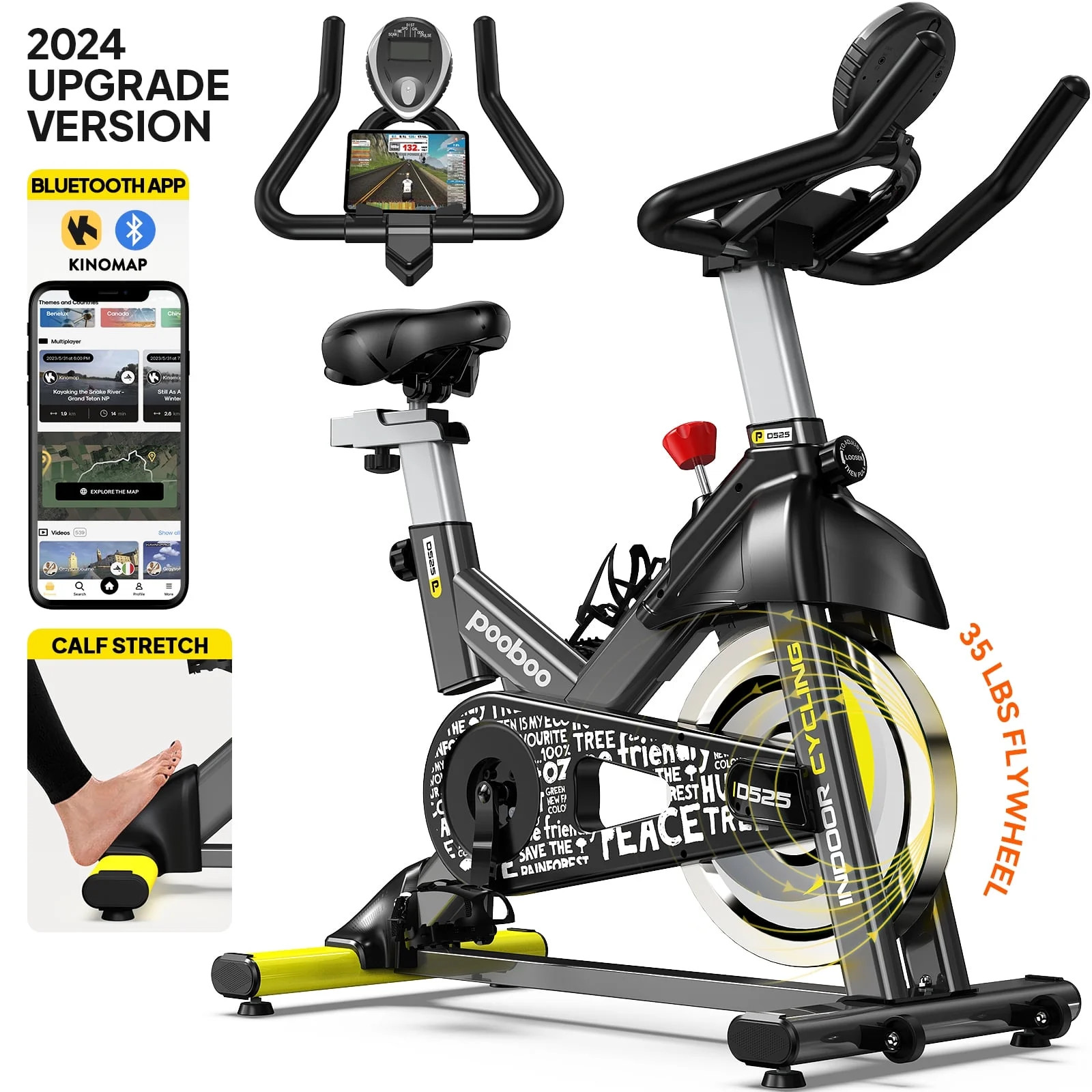 Pooboo Exercise Bike Indoor Cycling Bike Cycle Bicycle Adjustable Stationary Resistance for Home ... | Walmart (US)