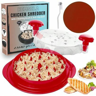 Chicken Shredder Tool Twist Large With Visible & Cleaning Brush, Red Meat Shredder Shredded Thin Chicken Breast Shredder Is Perfect For Food Shredder, | SHEIN
