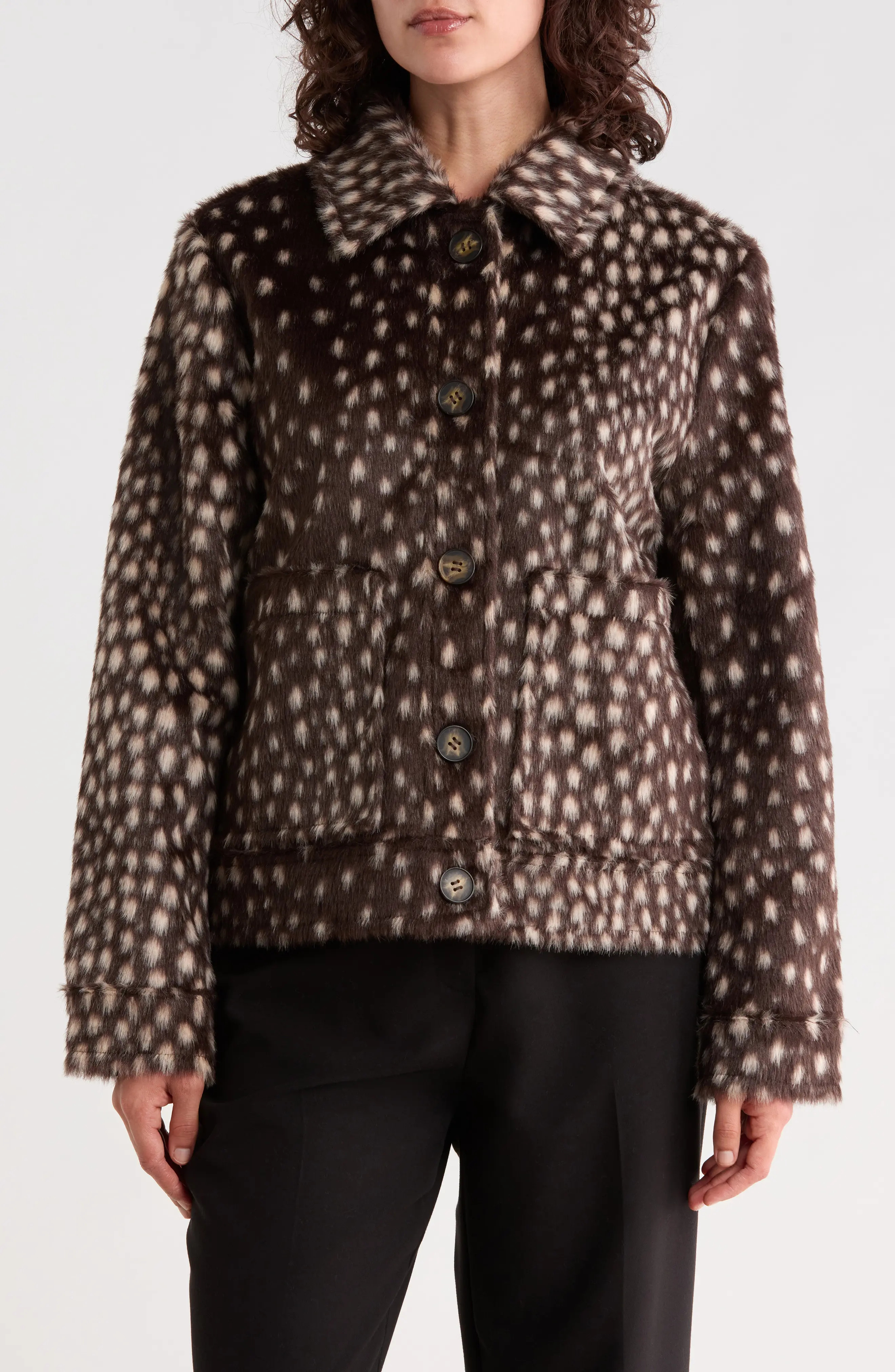 Bernardo Bambi Faux Fur Jacket in Brown White at Nordstrom Rack, Size X-Large | Nordstrom Rack