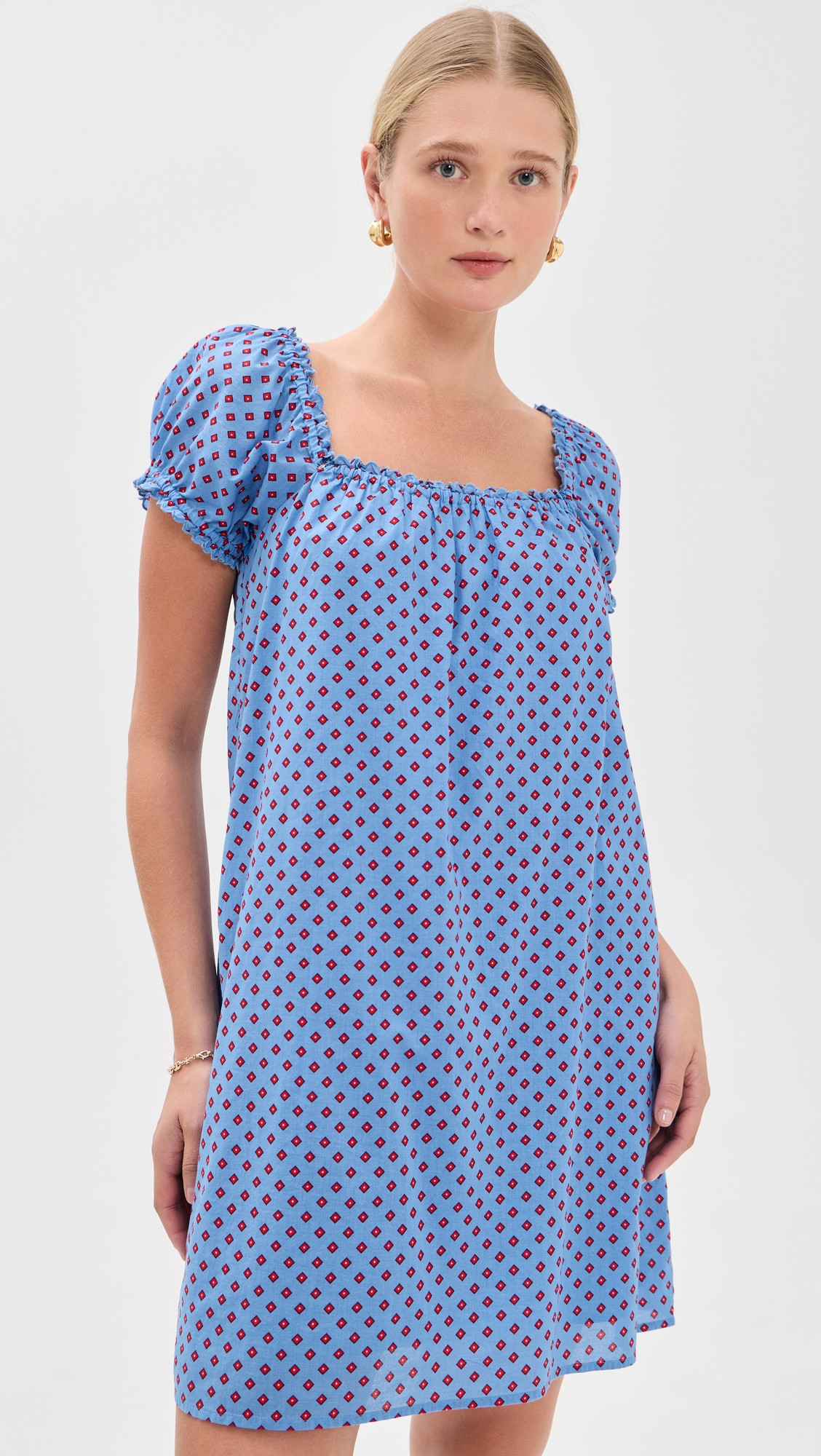 Madewell Chateau Mini Dress Diamond Foulard Calm Blue XXS | Shopbop