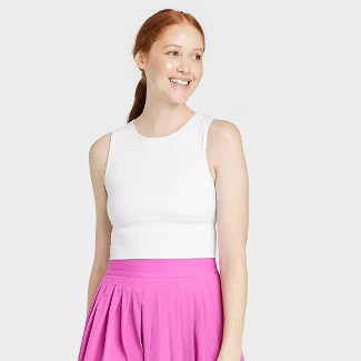 Women's Medium Support Brushed Sculpt Muscle Cropped Sports Bra - All in Motion™ | Target