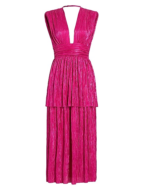 Sabina Musáyev Ophelia Pleated Foil Midi-Dress | Saks Fifth Avenue
