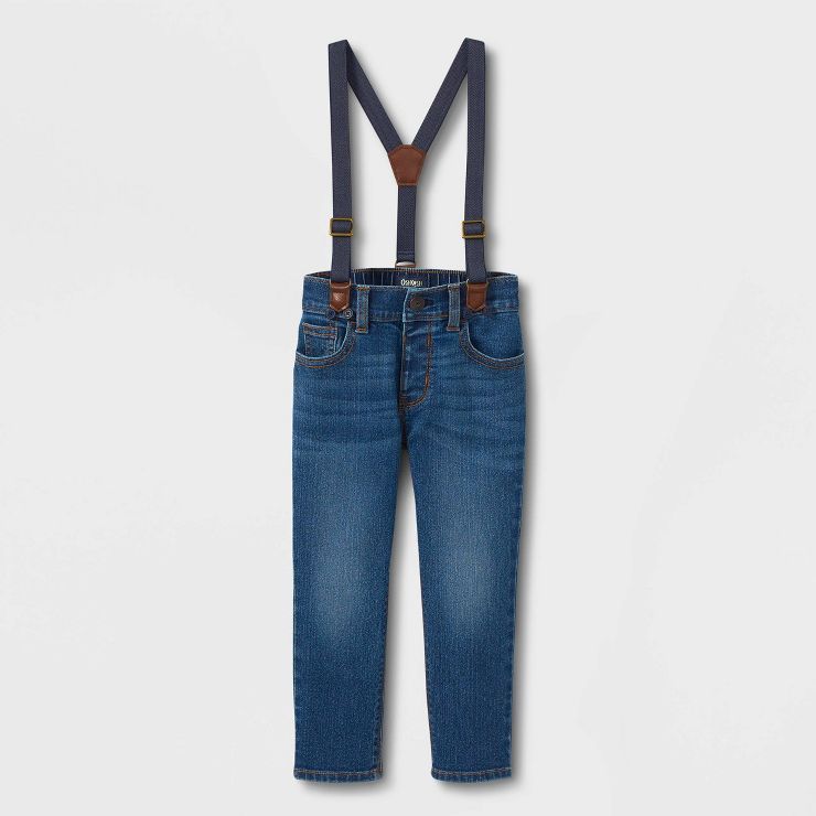 OshKosh B'gosh Toddler Boys' Denim Suspender Pants - Blue | Target