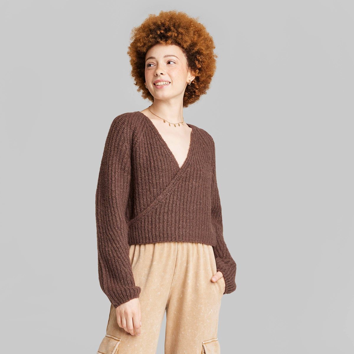 Women's Chunky Knit Wrap Sweater - Wild Fable™ | Target