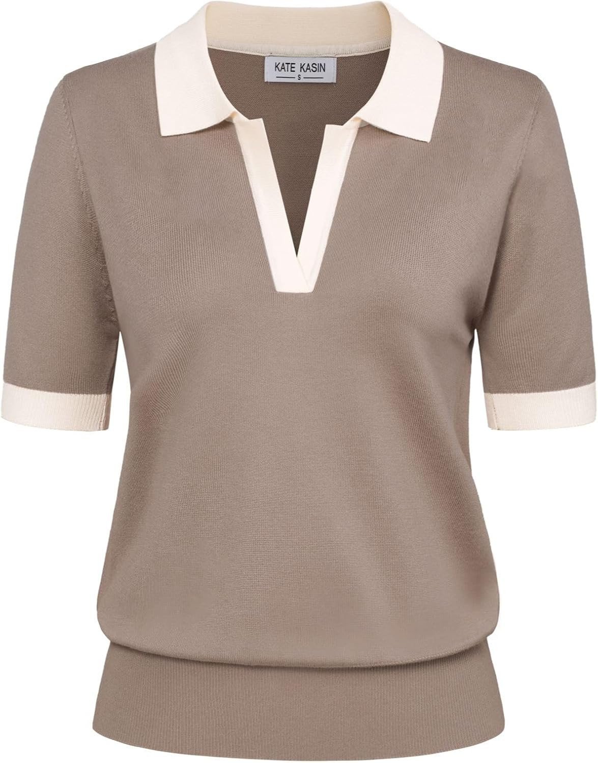 Women's Short Sleeve Classic V Neck Collared Casual Polo Sweater Tops | Amazon (US)