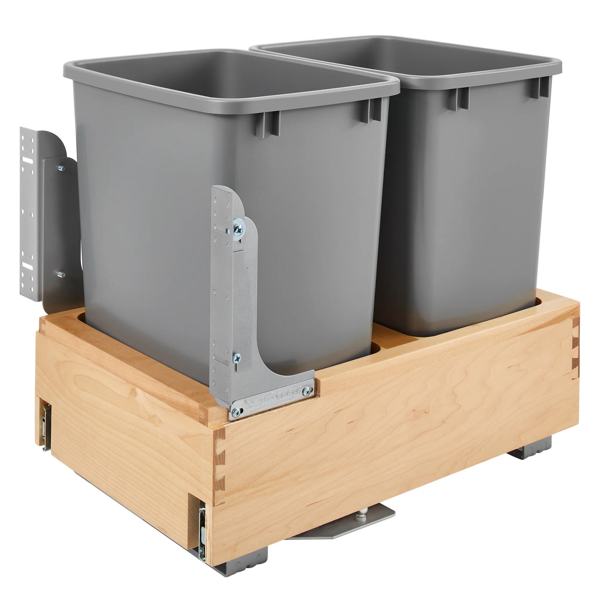 Rev-A-Shelf Double Pull Out Bottom Mount Trash Can, Gray & Reviews | Wayfair | Wayfair North America