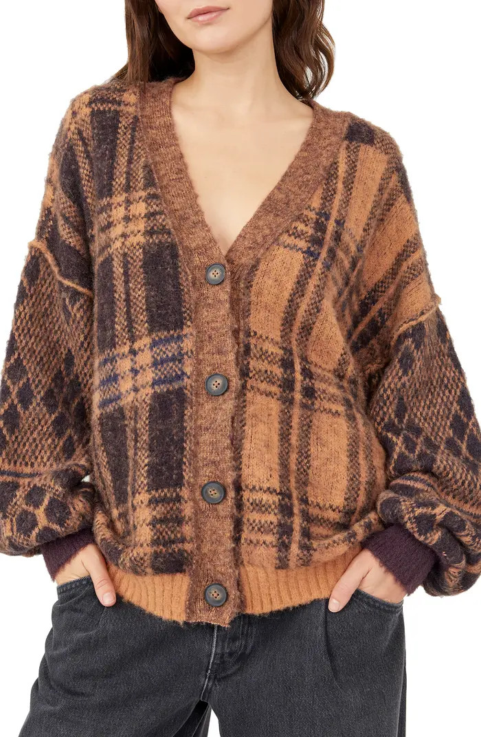 Sepia Plaid Jacquard Oversize Cardigan | Nordstrom