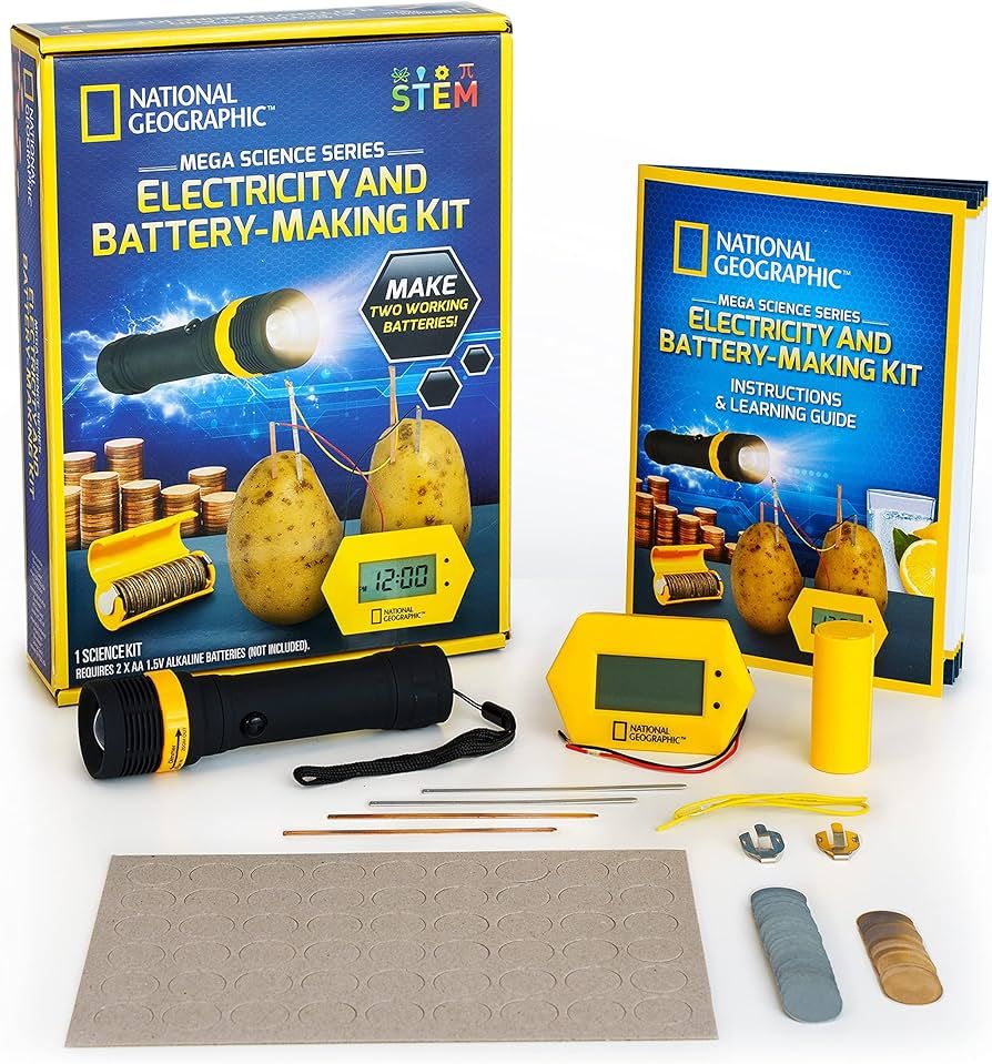 NATIONAL GEOGRAPHIC Battery Making Kit - Potato Clock and Penny Powered Flashlight Science Kit, 2... | Amazon (US)
