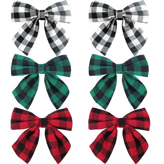 6pcs Christmas Hair Bow Clips for Girls,4Inch Buffalo Plaid Barrettes Accessories with Alligator ... | Amazon (US)