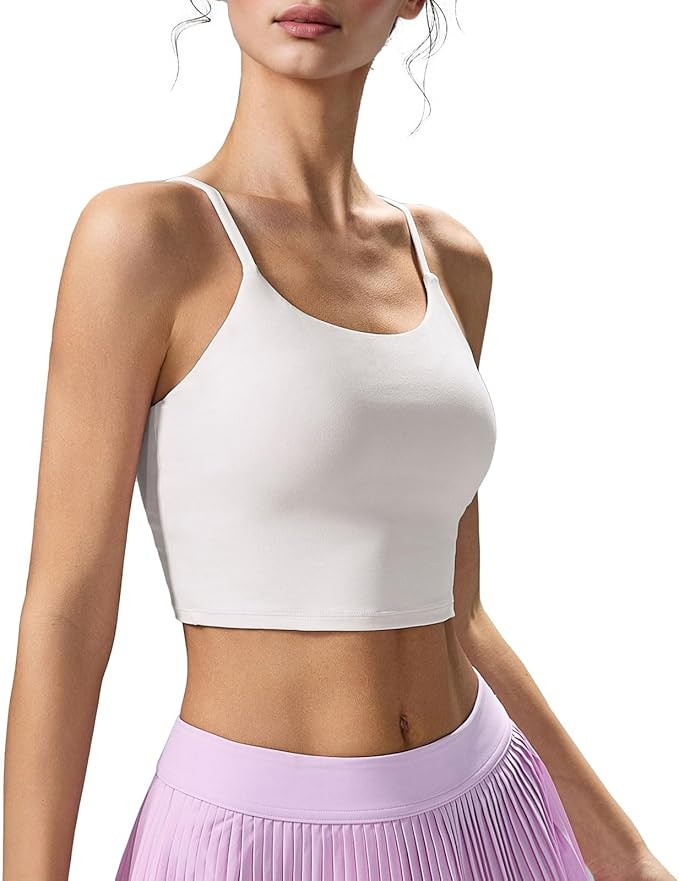 altiland Sewn in Padded Cami Sports Bra for Women, Workout Yoga Cropped Tank with Light Support | Amazon (US)