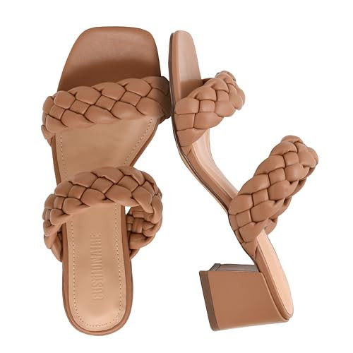 CUSHIONAIRE Onyx Braided Chunky Heels for Women with Block Heel and Memory Foam, Tan 9.5 | Amazon (US)