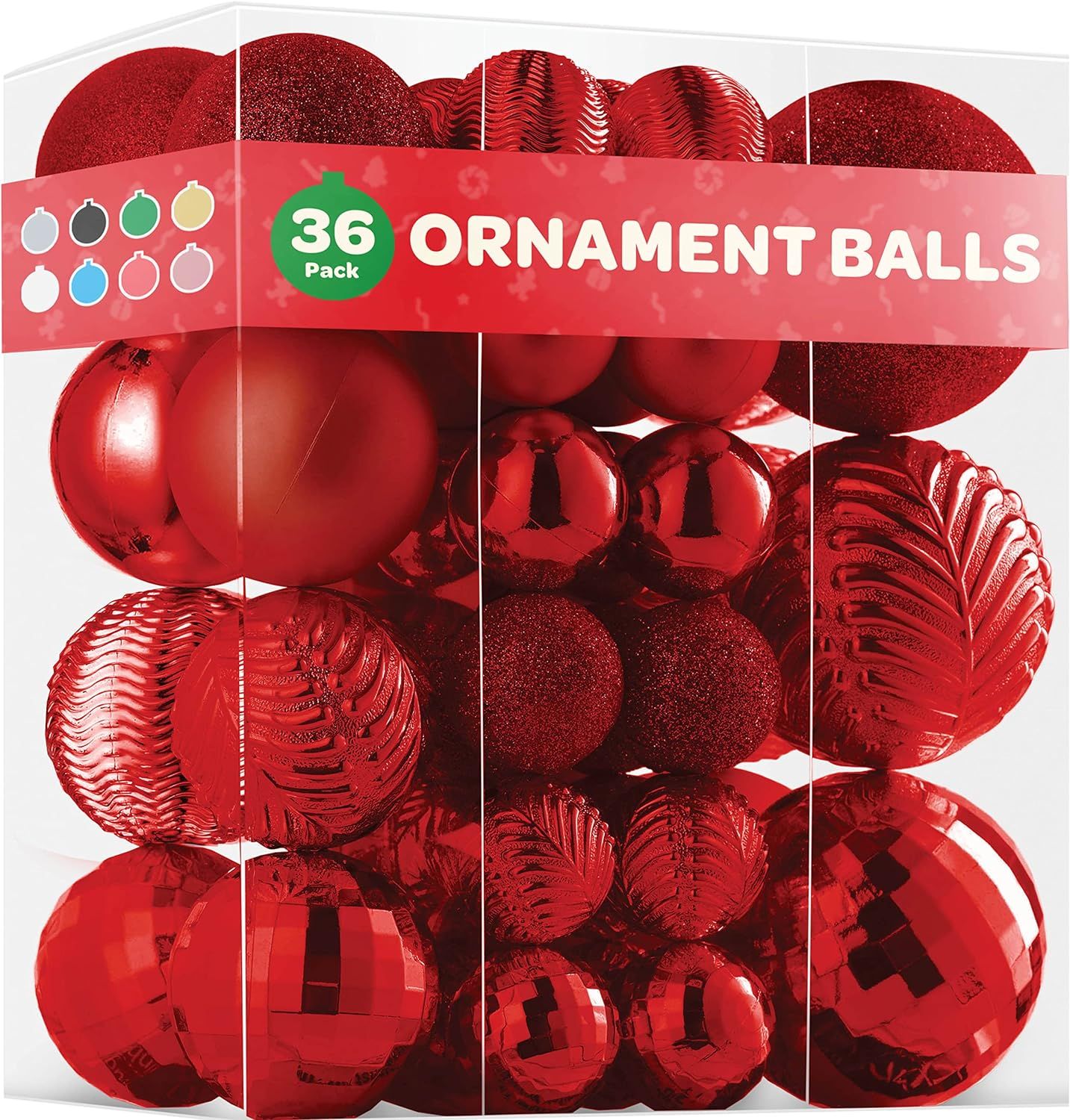 Christmas Ornaments Set of 36 - Beautiful [Wine-Red] Christmas Tree Decorations Ornaments Set - 6... | Amazon (US)