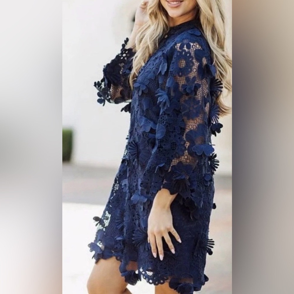 J.Marie Seraphina Navy Floral Dress | Poshmark