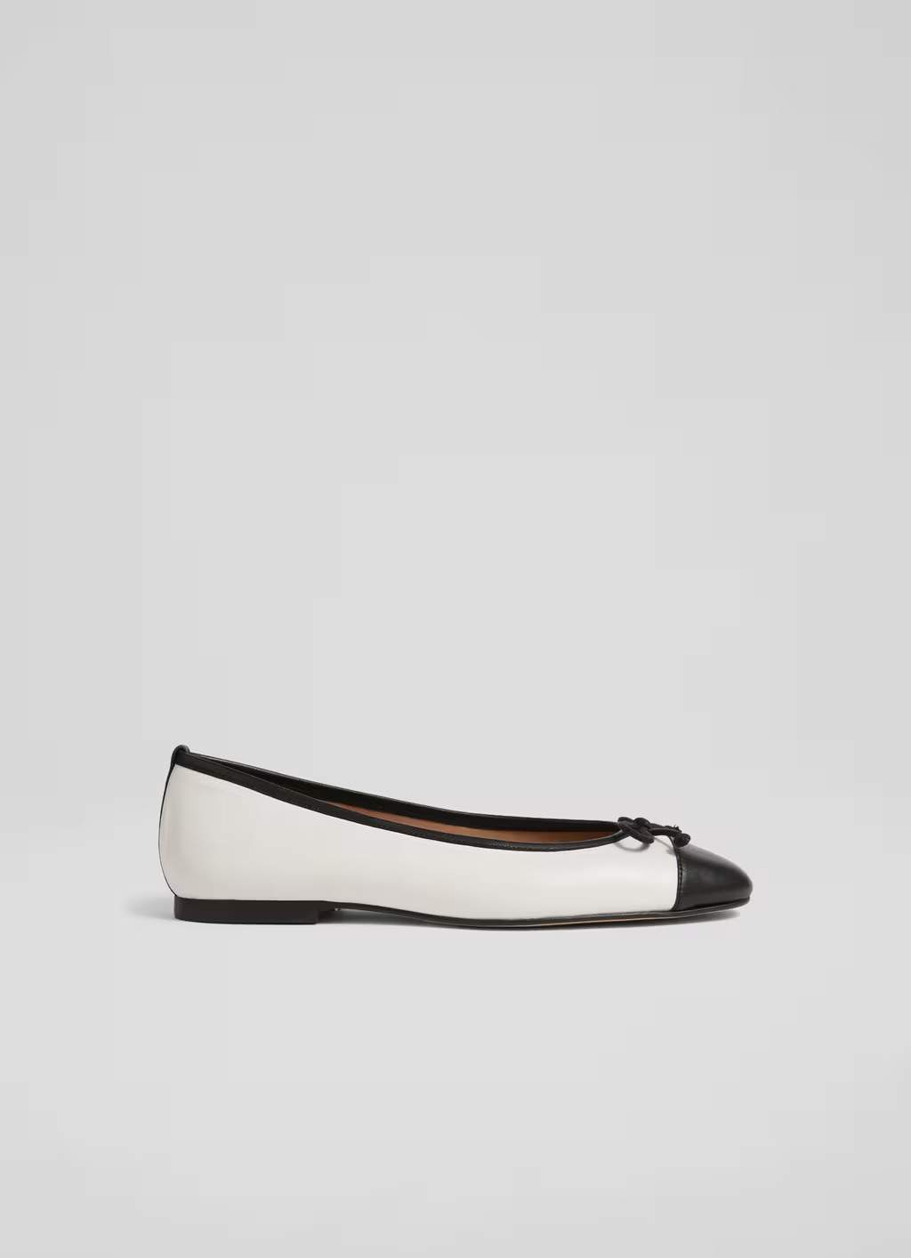 Kara White And Black Leather Toe Cap Ballerina Flats | L.K. Bennett (UK)