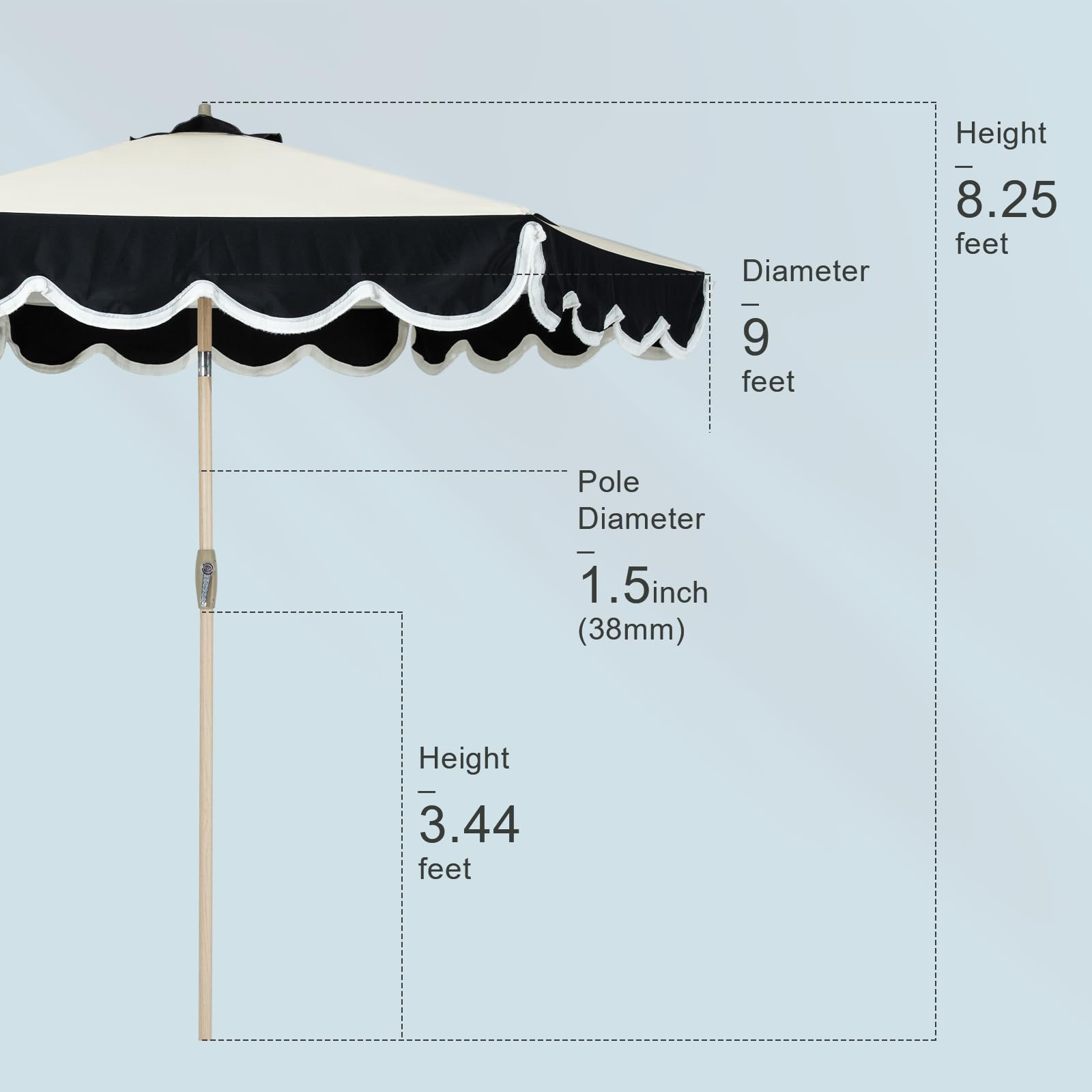 Tempera 9ft Scalloped Patio Umbrellas with Fringe, Market Umbrellas with Water-Resistant and Fade... | Amazon (US)