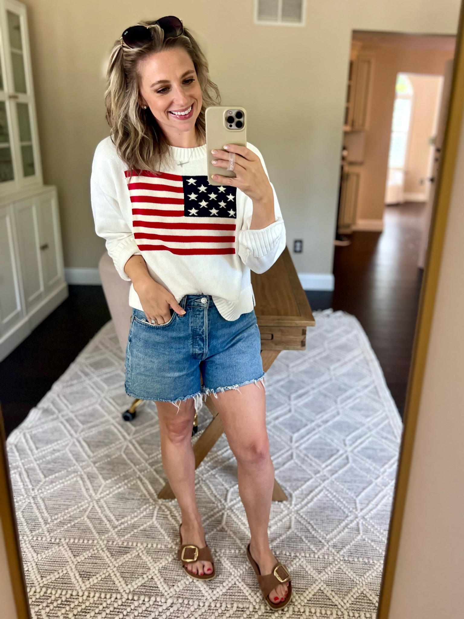 The perfect sweater for the 4th! Wearing a medium. Linking a few similar options for you gals! ❤️🤍🇺🇸


Fourth of July fashion, American flag sweater, Jean shorts, comfy fashion, comfy style, patriotic fashion


#LTKSummerSales
