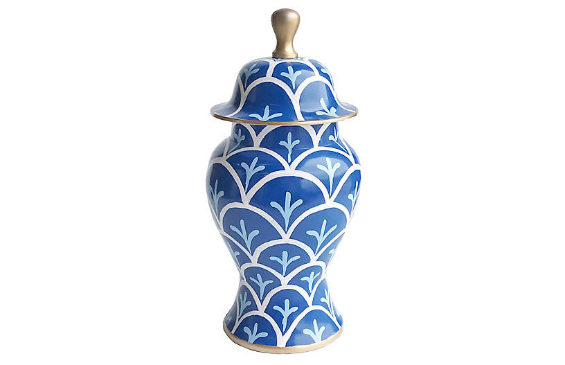 14" Bedford Ginger Jar, Blue/White | One Kings Lane