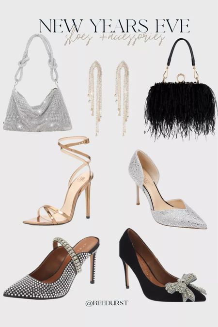 New Year’s Eve heels and sparkly sequin bags, NYE outfit, NYE accessories, sparkly shoes, sparkly heels, silver heels, sequined heels, New Year’s Eve earrings

#LTKSeasonal #LTKfindsunder50 #LTKparties