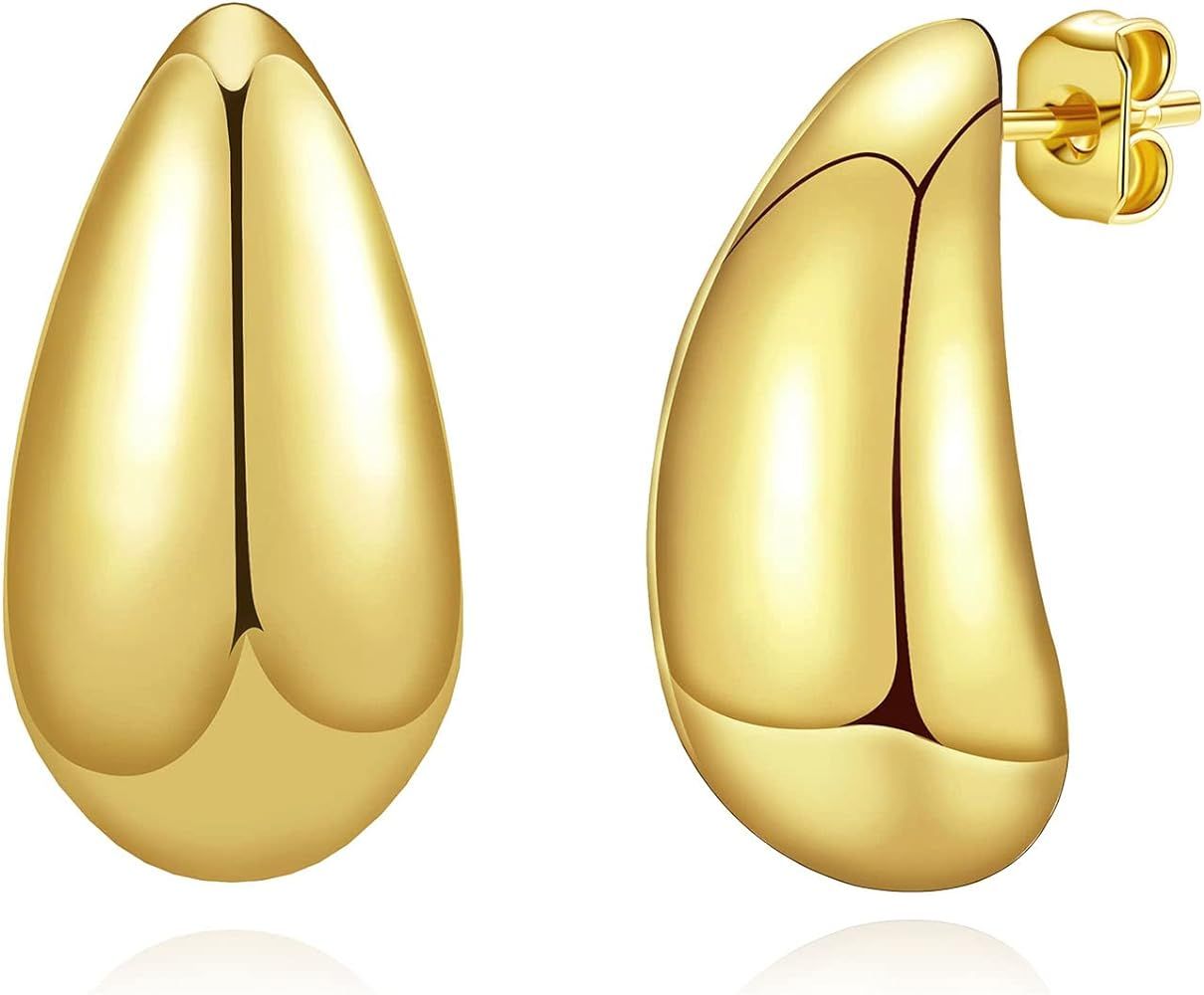 Luxval Earrings for Women Earring Dupes Lightweight Chunky Gold Hoop Earrings for Women, Hypoalle... | Amazon (US)