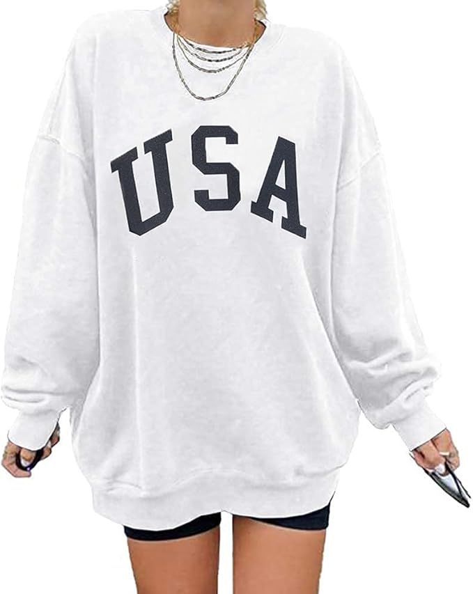 Women’s Oversized Sweatshirts Los Angeles California Hoodies Crewneck Long Sleeve Boyfriends Pu... | Amazon (US)