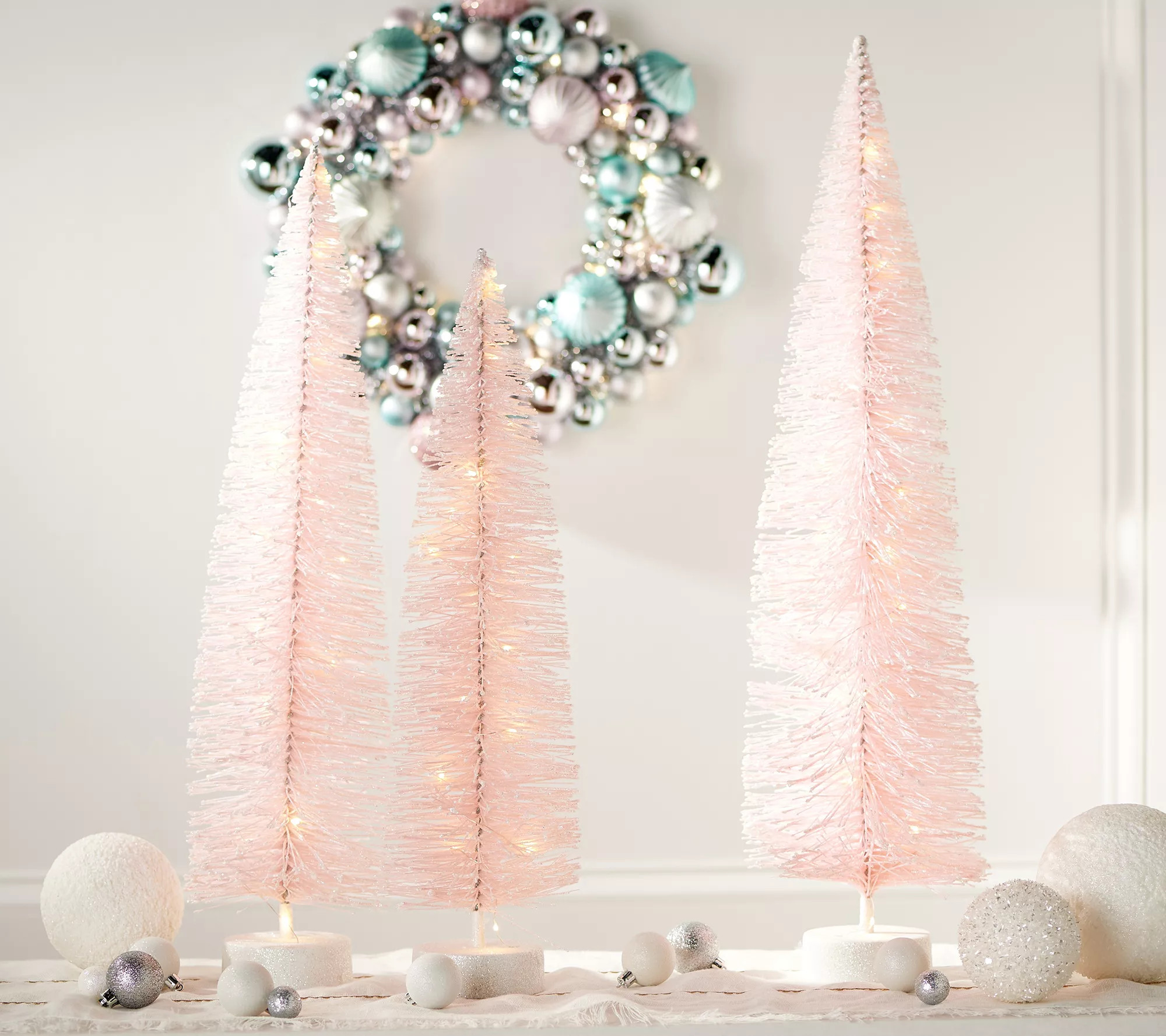 Set of 3 Oversized Lit Bottlebrush Trees by Valerie - QVC.com | QVC