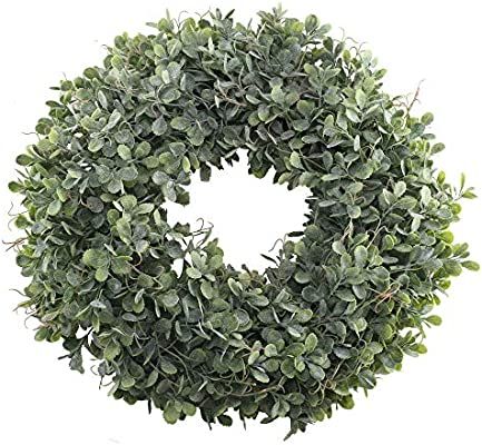 NAHUAA Boxwood Wreath for Front Door Decor, 17 inches Artificial Greenery Wreath Farmhouse Garlan... | Amazon (US)