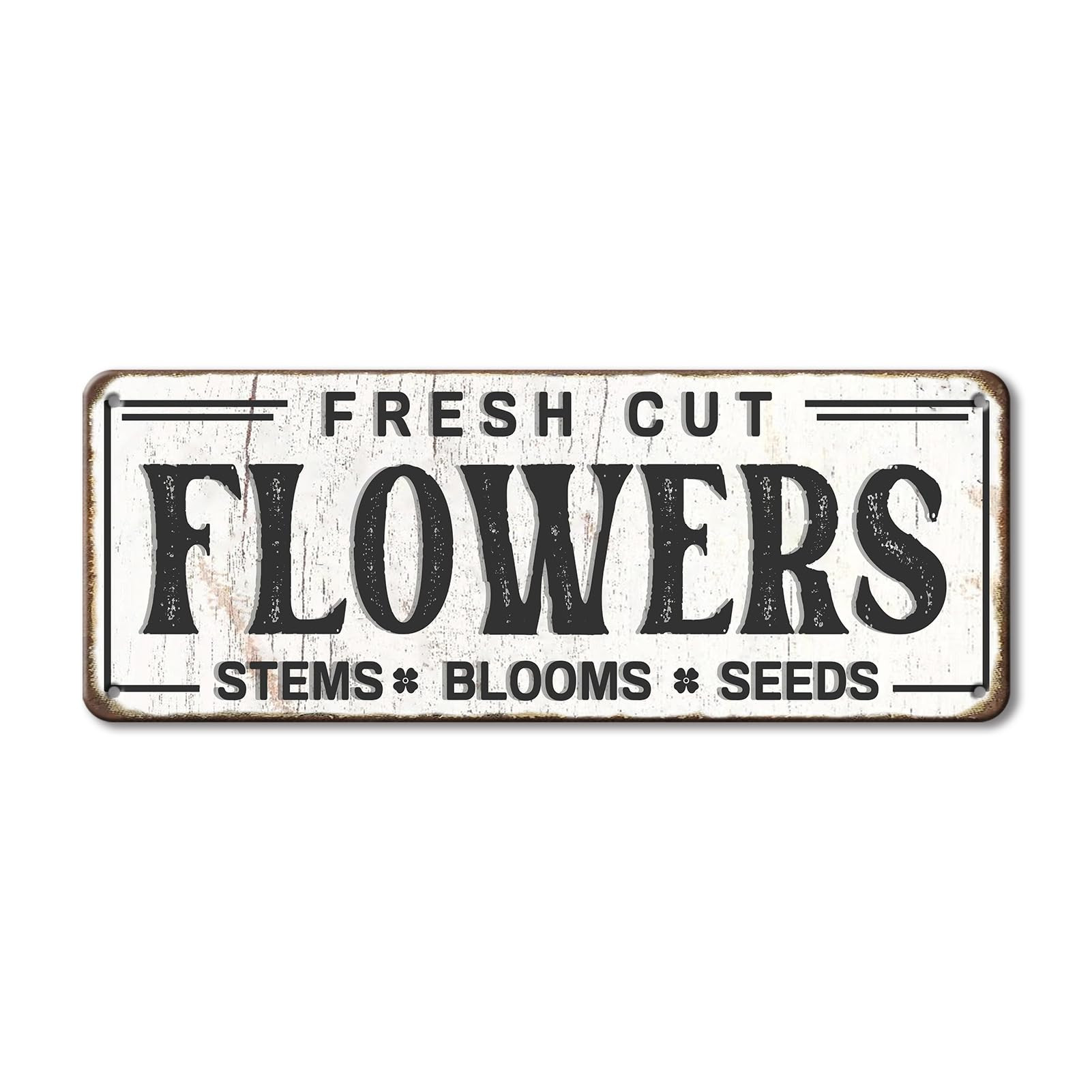 Fresh Cut Flowers Sign, Metal, 6x16 inches, Vintage Farmers Market Art, Flower Shop Wall Decor, G... | Amazon (US)